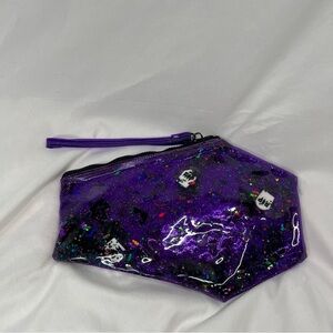 Electric Bubblegum Too Cute to Spook Liquid Glitter Coffin Clutch